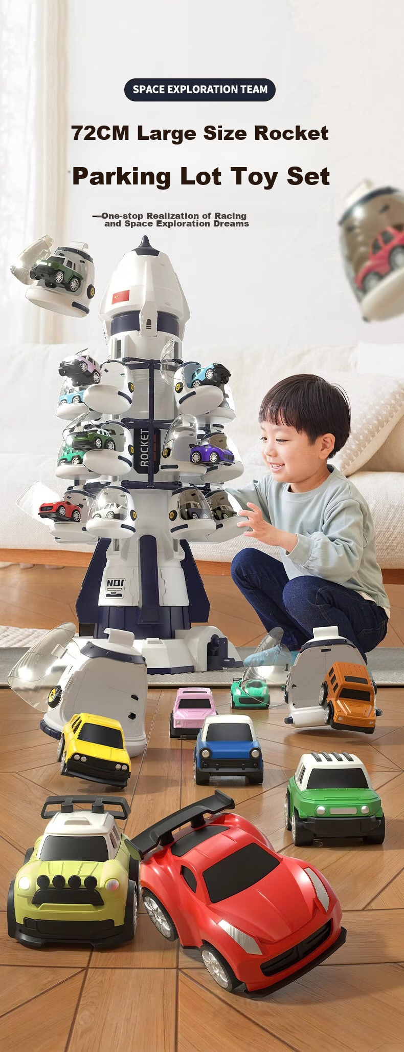 Игрушечный набор Mabaozibao "Космическая ракета", 2 машинки, литая модель, подарок для детей от 3-6 лет