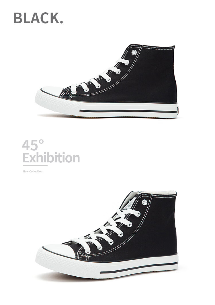 Warrior Classic High-Top Canvas Shoes, Versatile And Fashionable for Men And Women, Casual Shoes, Canvas Sneakers, WXY-473T, Black, Size 40