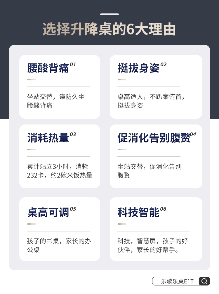 乐歌(Loctek)E1-T升降桌腿 人体工学站立办公电动升降桌学习桌亲子桌站着办公升降平台厂家直送银灰色