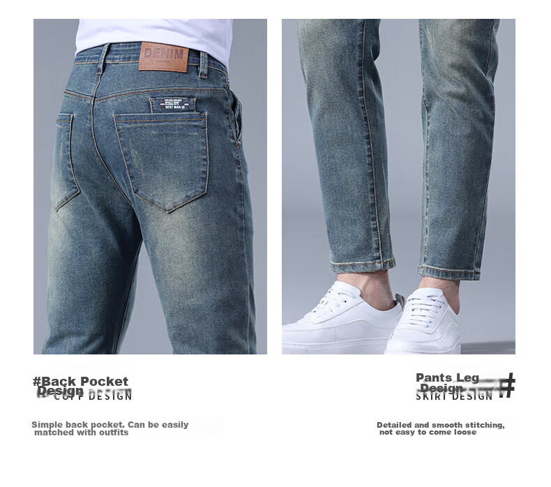Мужские джинсы Jeanswest, весна-лето 2025, мягкие, эластичные, слим-фит, зауженные, трендовые, модные, с принтом, темно-синие, размер 38