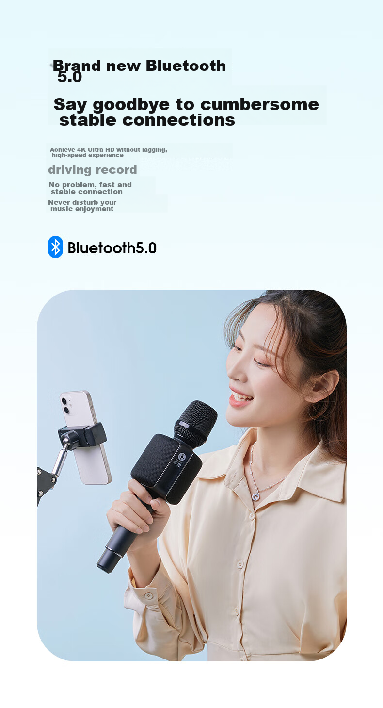 Беспроводной микрофон Quanmeng Q9, портативный, для караоке, стриминга, с шумоподавлением и Bluetooth