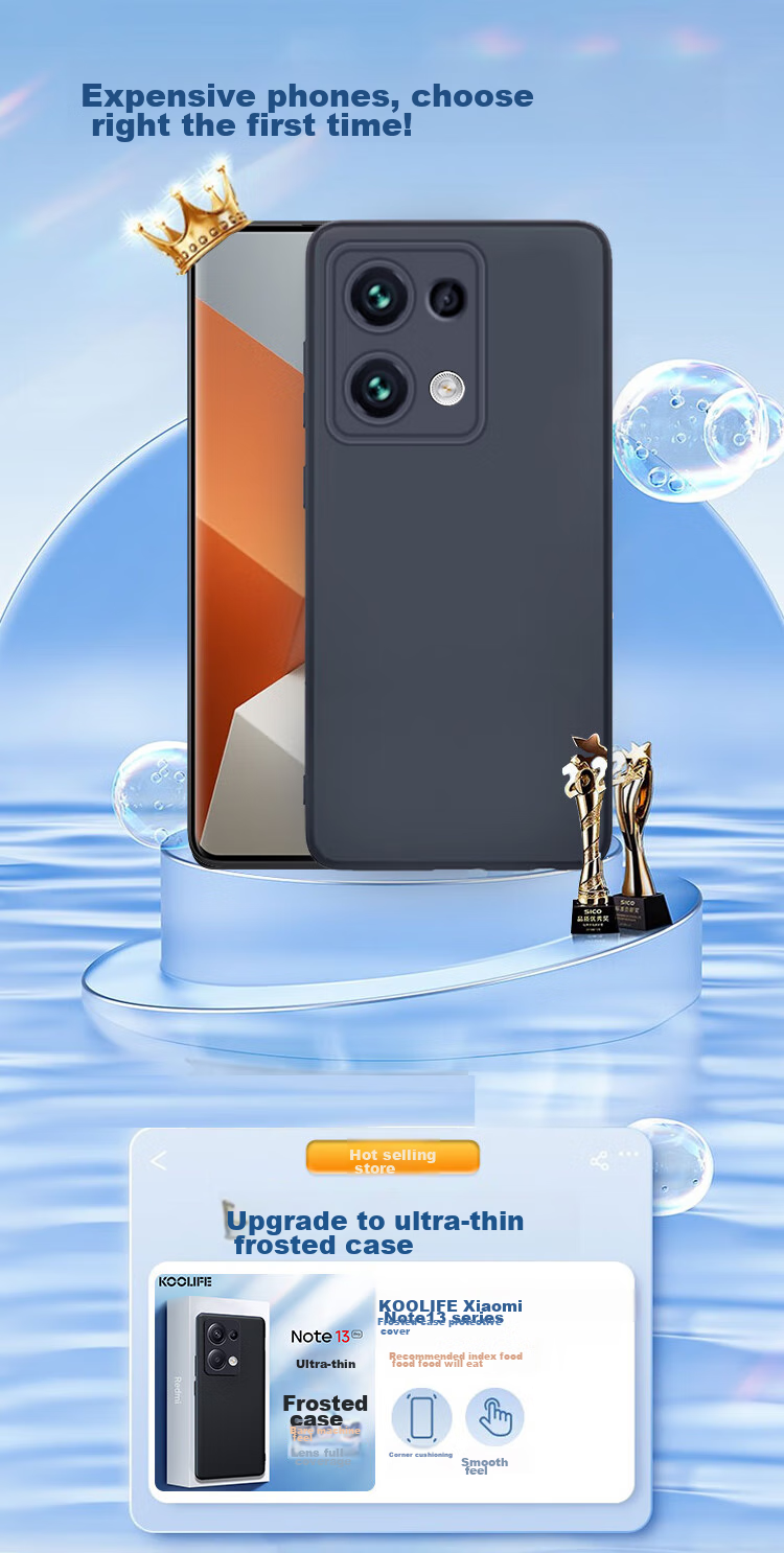 Чехол для Xiaomi Redmi Note 13 Pro KOOLIFE, матовый, противоударный, с защитой камеры, черный