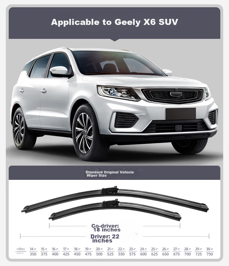 Комплект каркасных щеток стеклоочистителя Paisu для Geely Vision X6/SUV/X6 Pro 2016-2021, 550мм/450мм, бескаркасные