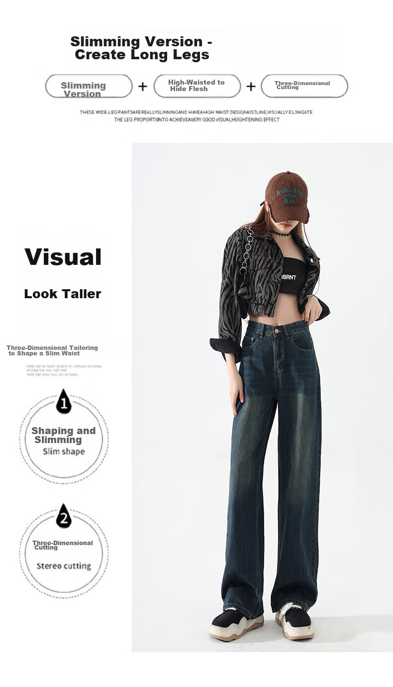 Женские джинсы Jeanswest, винтажный стиль, свободные, прямые, с высокой талией, длиной до пола, ностальгический синий, размер 2XL