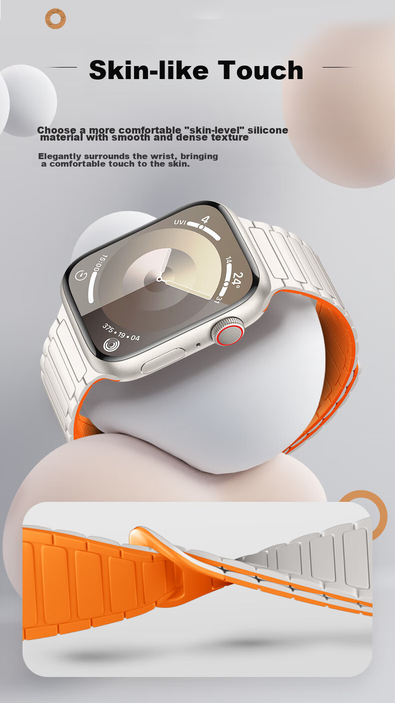 Ремешок BHO для Apple Watch, магнитный, силиконовый, двухсторонний, контрастный цвет, для S11/S10/SE3, S9/8/7/6/Ultra3/2-го поколения