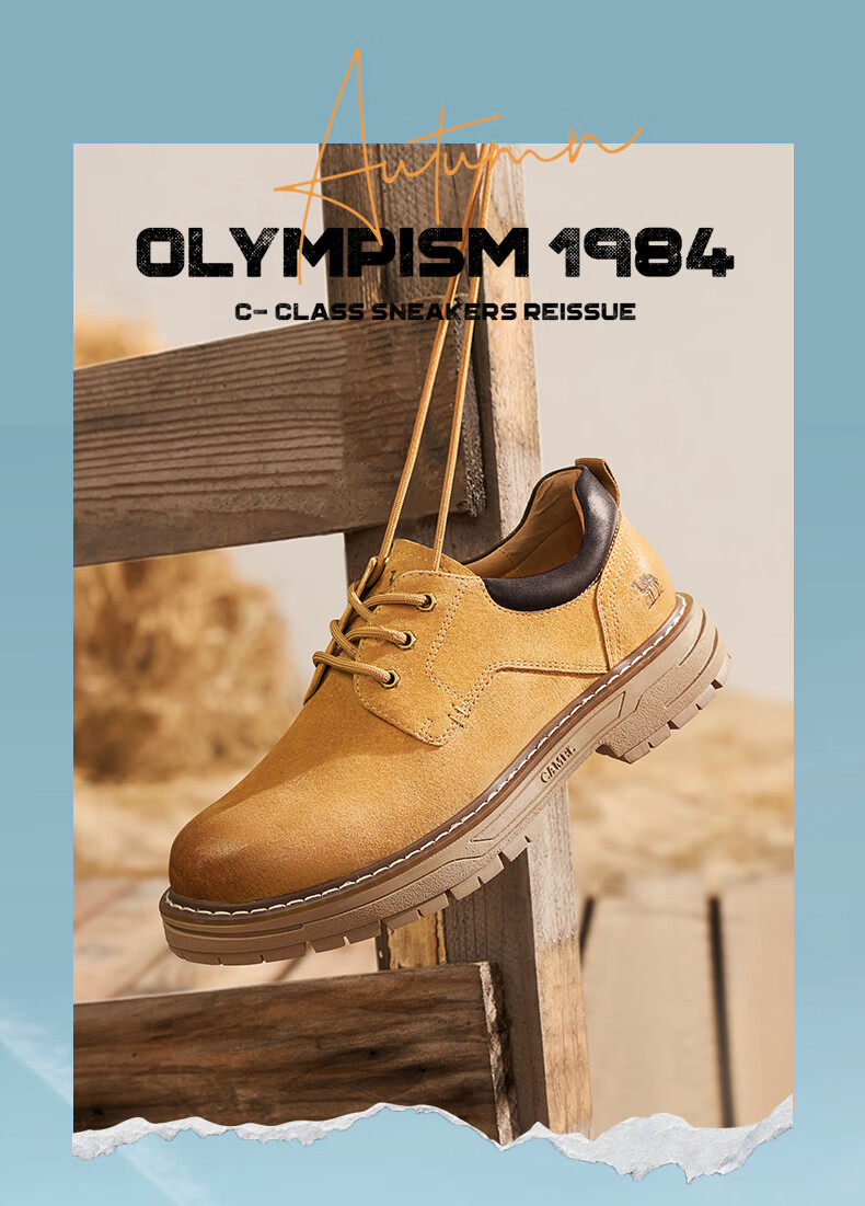 Мужские ботинки CAMEL, низкие, кожаные, повседневные, модель G15A076064, цвет Camel, размер 42