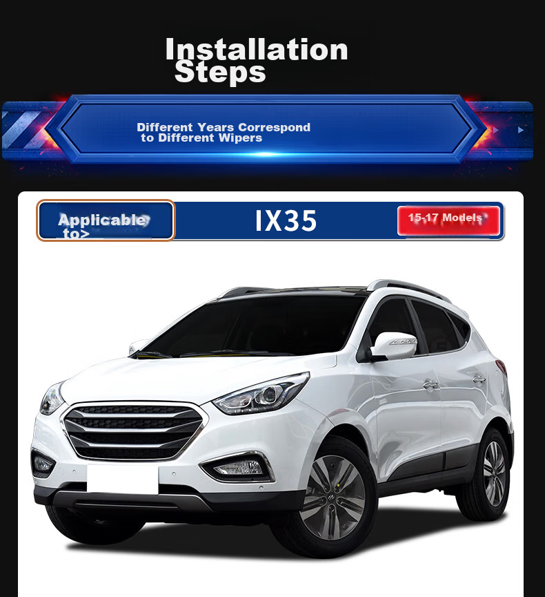 Бескаркасные щетки стеклоочистителя YITU для Hyundai ix25/ix35 (2015-2017), 2 шт., 26 и 16 дюймов, резиновая полоса, U-образное крепление