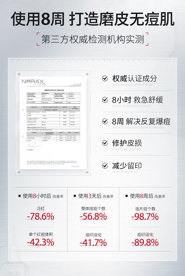 ning新加坡进口祛痘凝露淡化痘印修护痘痘红肿痘疤痘坑收缩毛孔芦荟胶