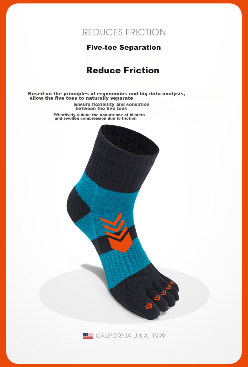 Носки TFO Competition-Grade Five-Toe Outdoor Socks, дышащие носки для хайкинга, носки для скалолазания, мужские, светло-серые