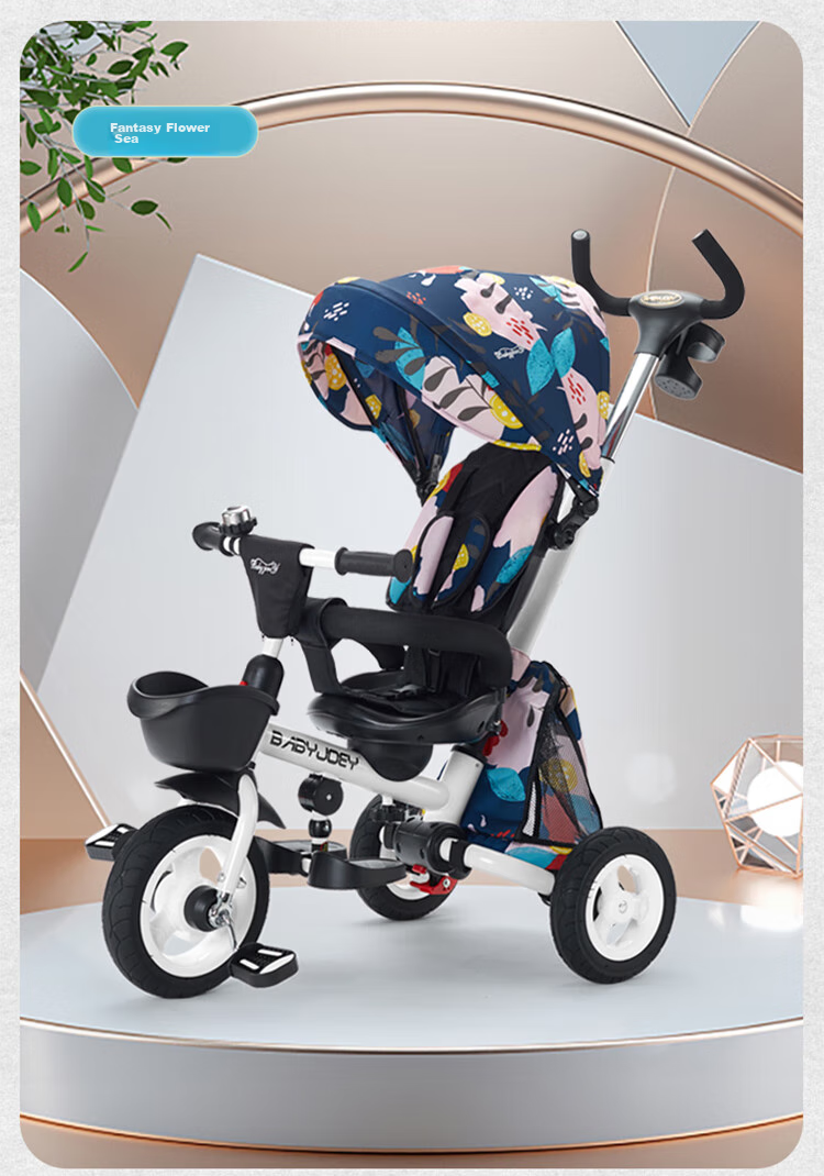 Детский трехколесный велосипед BABYJOEY Knight TT56 Aurora Beidou, складной, с родительской ручкой, корзиной и козырьком, для детей от 1 до 5 лет