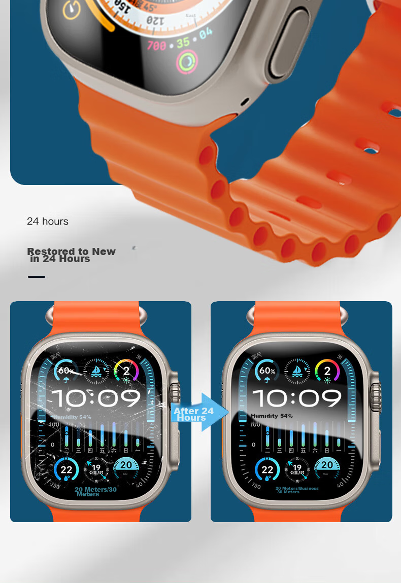 Защитная пленка Smorss для Apple Watch Ultra 3/2/1, гидрогелевая пленка, защита от отпечатков пальцев, 2 шт.