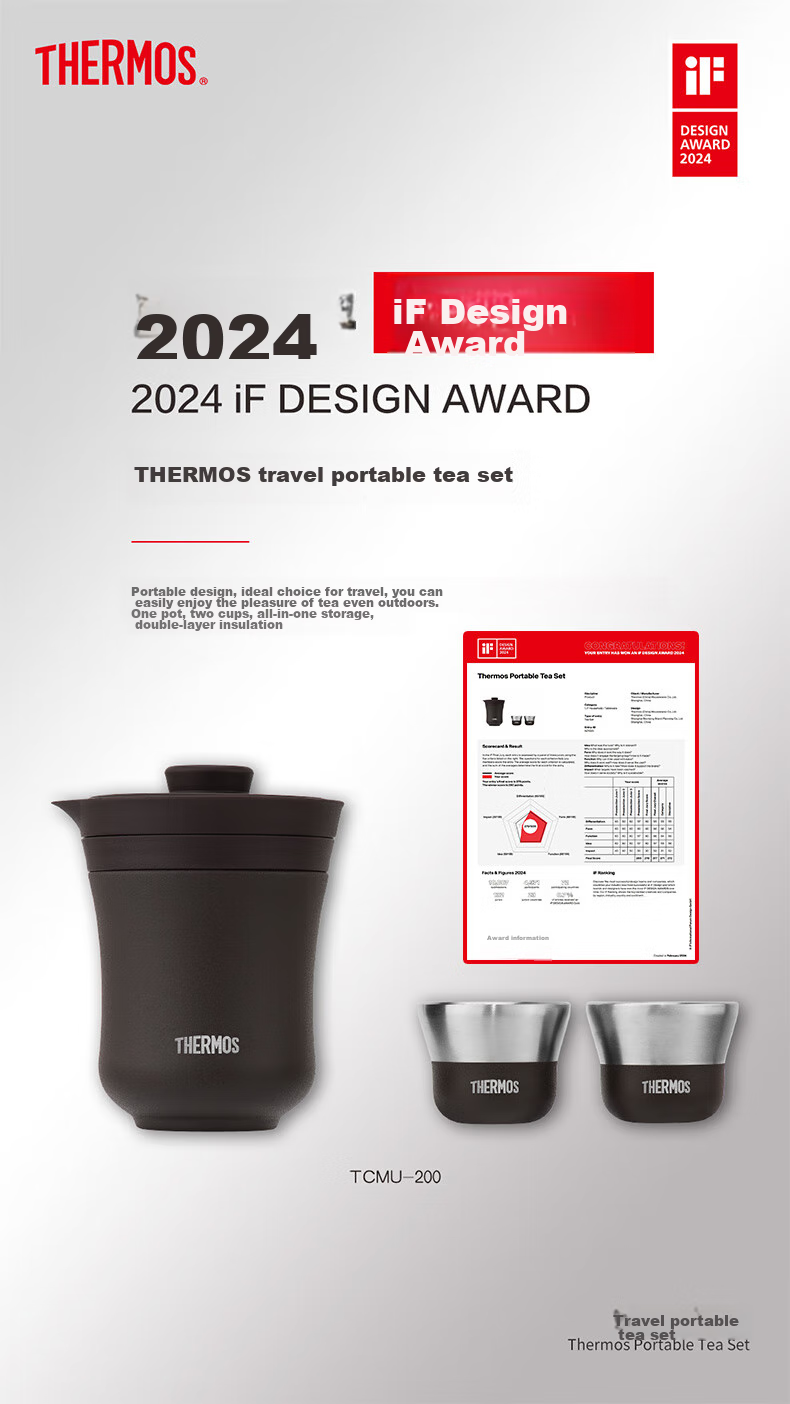 Термос THERMOS Insulated Mug, 260мл, для мужчин и женщин, набор чайных подарков для путешествий, подарок на день рождения, новогодний подарок, TCMU-200, туманно-коричневый