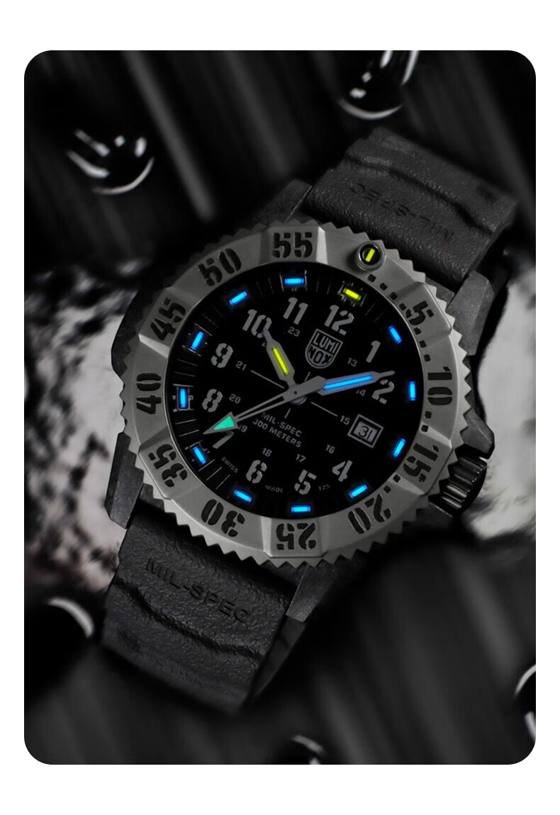 Швейцарские часы Luminox Military Standard 3351, мужские, спортивные, кварцевые, водонепроницаемые до 300 м, с резиновым ремешком, корпус из углеродного волокна