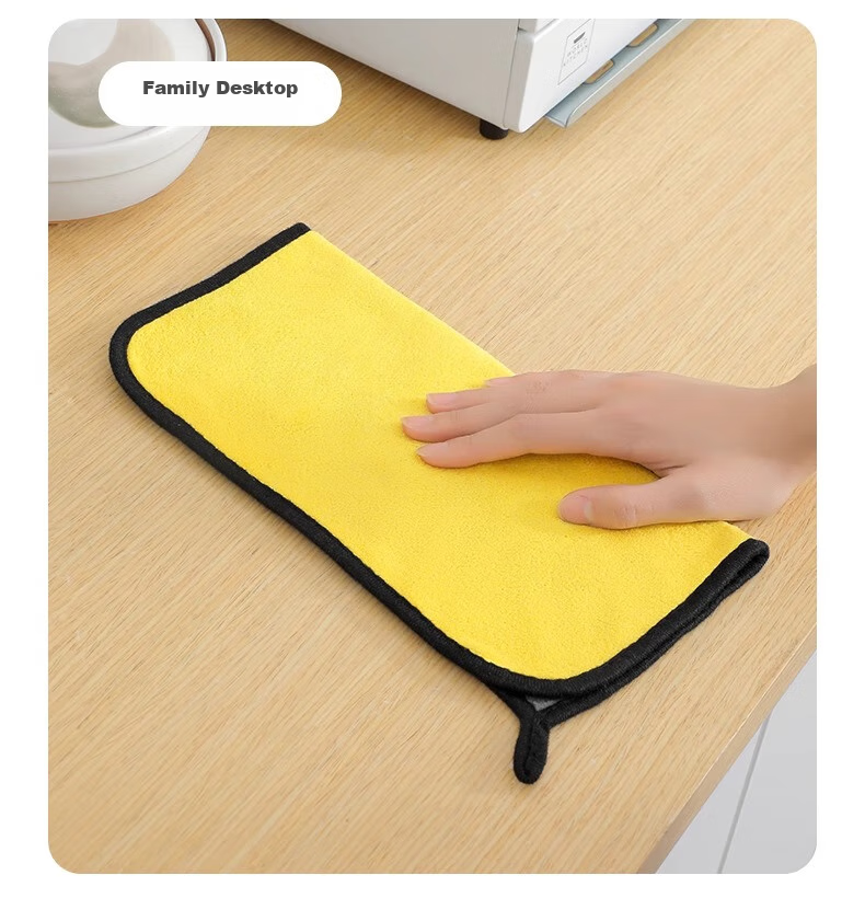 MEIJIARIJI Тряпка для уборки, желто-серая, двусторонняя, 75*35 см, 2 шт.