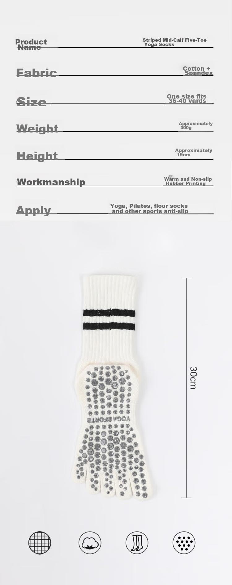 Профессиональные носки для йоги Duweike для женщин с раздельными пальцами, противоскользящие носки для пилатеса, танцев и упражнений в помещении, звездный черный, 2 пары