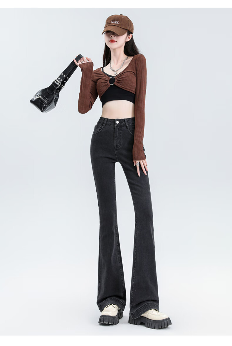 Женские джинсы JEANSWEST, модные брюки с легким клешем, осенние брюки с высокой талией, повседневные узкие брюки для похудения в стиле ретро, синие XL