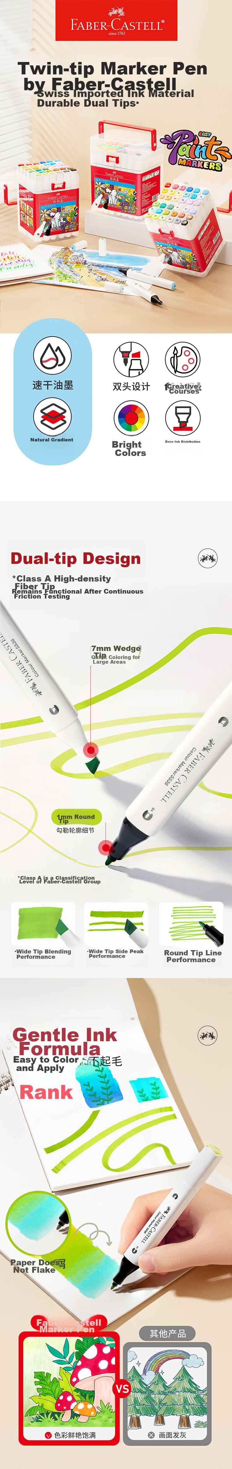 Маркеры Faber-Castell Dual-Tip, набор из 48 цветов, художественные акварельные маркеры для рисования и эскизов, O1-553638