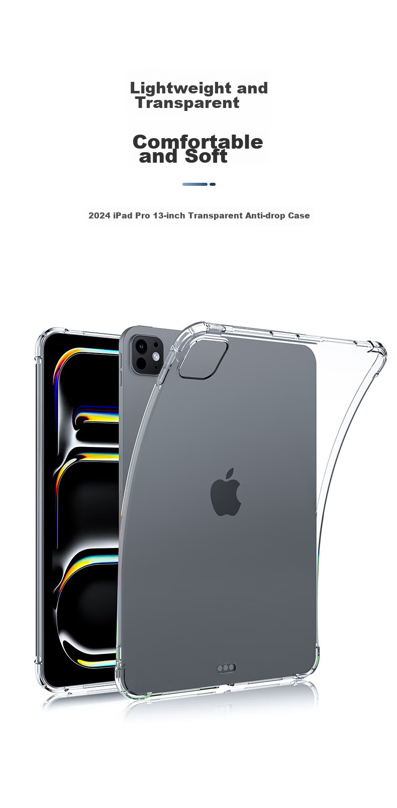 Чехол BIAZE для iPad Pro 13 дюймов (2024/2025) M5/M4, прозрачный, противоударный с четырёх-угловой подушкой безопасности, TPU, PB517