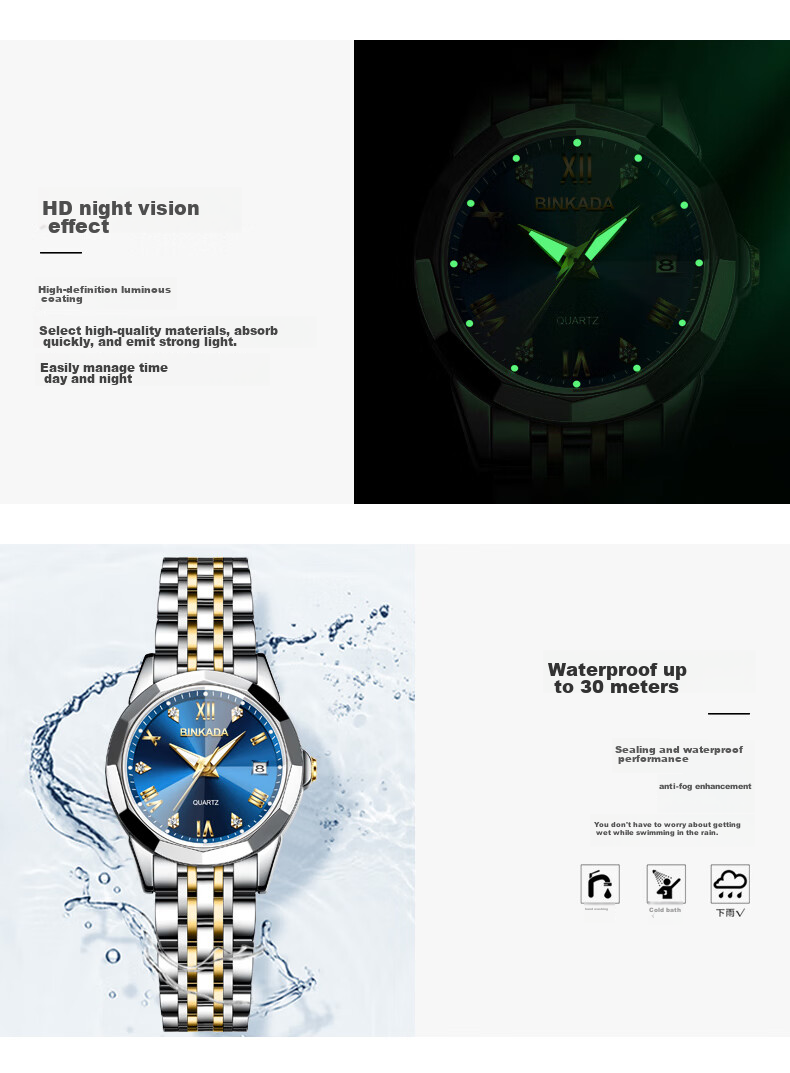 BINKADA Amant Starry Sky Watch for Women, Mechanical-Style Quartz Watch Brand, Top Ten Famous Expressions, Couple's Valentine's Day Gift