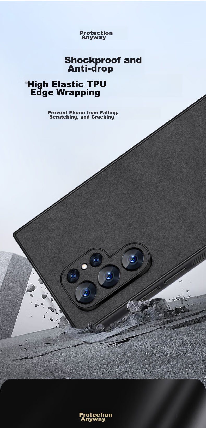 Чехол для Samsung S24 Ultra Shangsu, кожаный, противоударный, защита камеры, серый