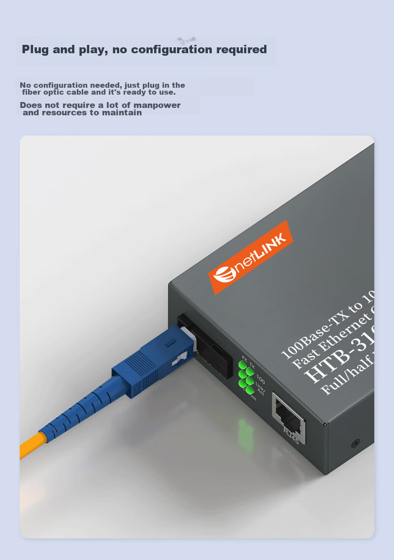 Оптический трансивер NetLINK HTB-3100A, 100 Мбит/с, одномодовый, одноволоконный, конвертер, 0-25 км