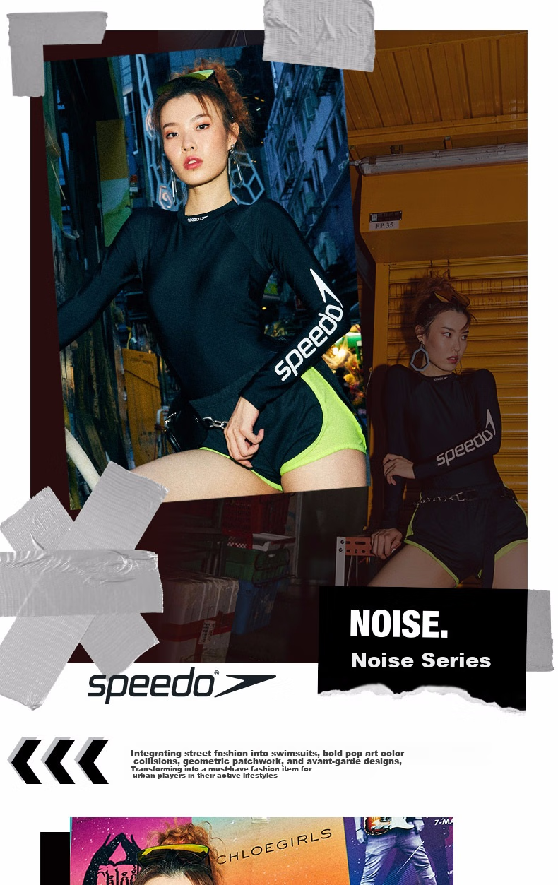 Женский купальник Speedo Noise Dot Series, с длинным рукавом, черный, размер 32