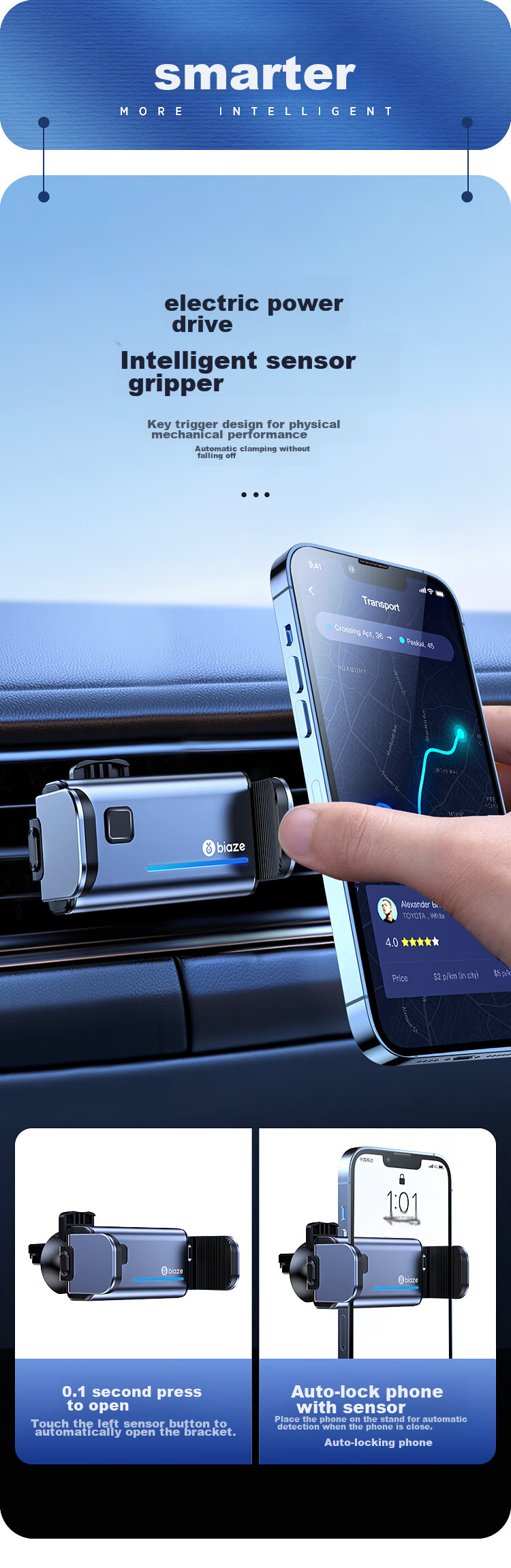 BIAZE Держатель для телефона в автомобиль, автоматический, для Tesla, электромобилей, Mercedes-Benz