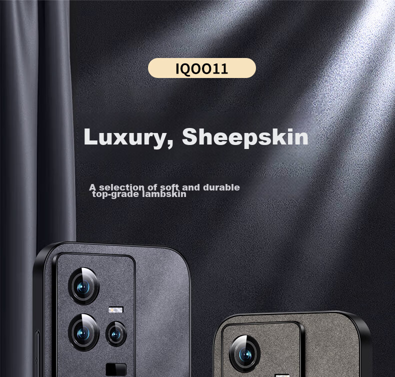 Чехол для телефона Shangsu для IQOO 11 Vivo IQOO 11, защитный чехол, противоударный, с полной защитой камеры, мягкий чехол, простой роскошный чехол из овечьей кожи для женщин и мужчин, кожаный чехол серого цвета