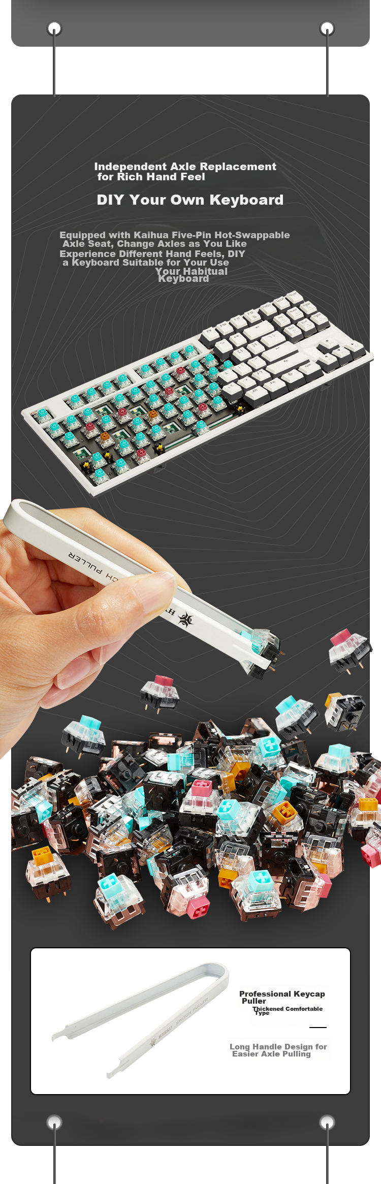Игровая механическая клавиатура Hyeku X3Pro с беспроводным подключением Bluetooth, 87 клавиш, сменные кейкапы PBT, подставка для рук, черный