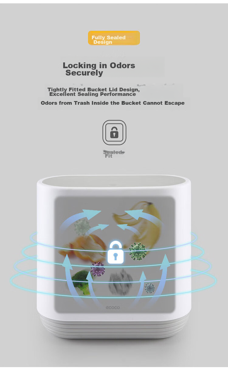 Мусорное ведро Ecoco 10 л, узкое, для ванной комнаты, дома, кухни, гостиной, туалета, с крышкой, модель E25201