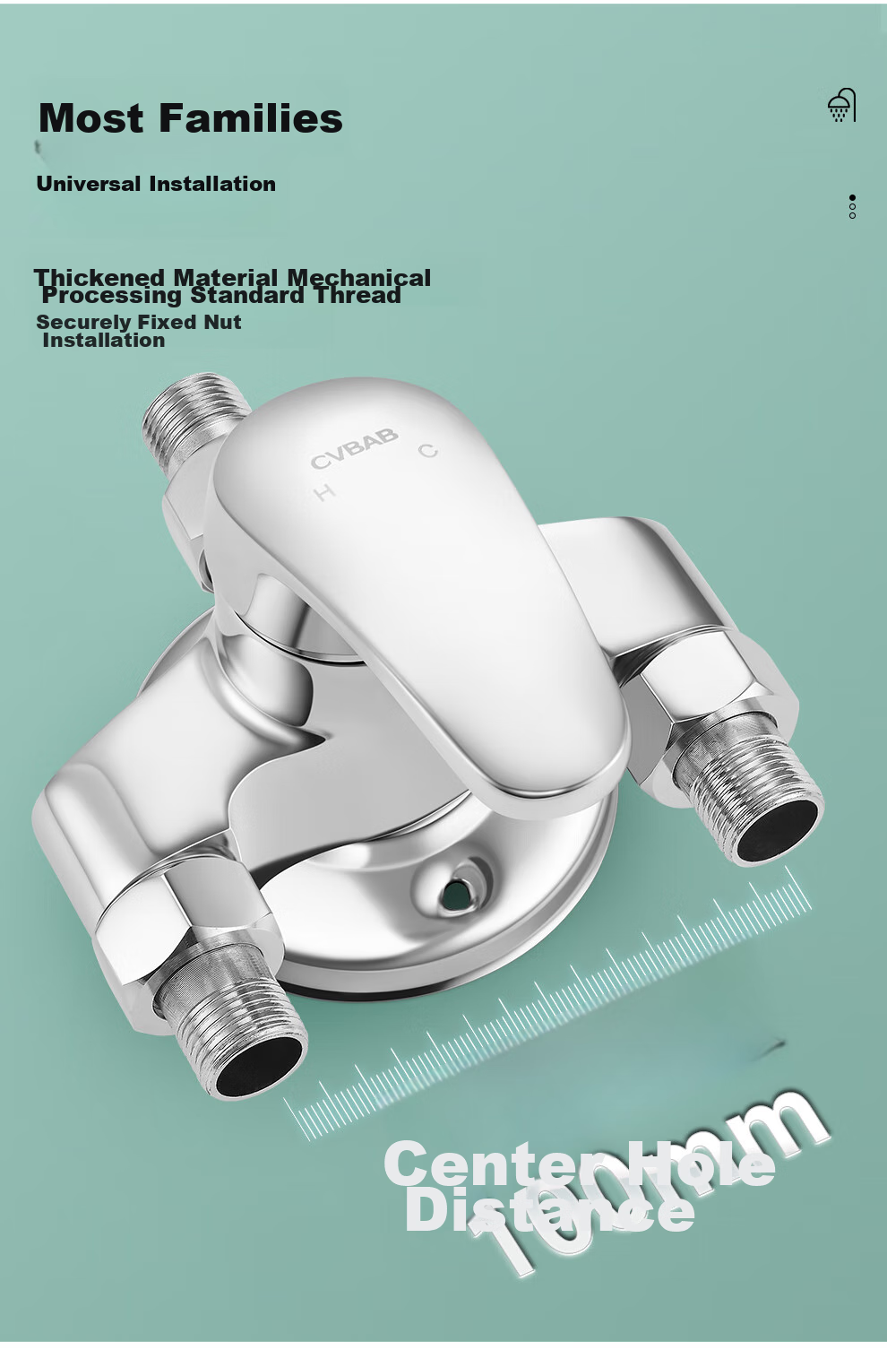 Смеситель для душа CVBAB CV1031, настенный, с медным корпусом, с открытыми трубами, для горячей и холодной воды