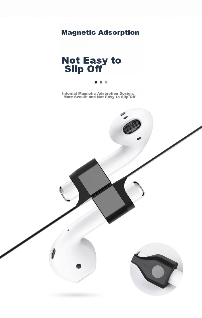 Магнитный противоскользящий ремешок KMaxAI для Apple AirPods 4/3/2 Pro, для беспроводных наушников, черный