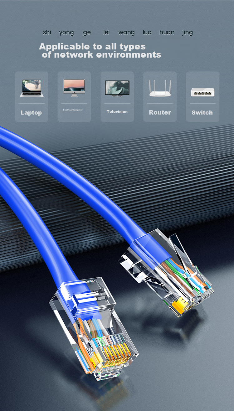 Сетевой кабель SAMZHE CAT6 Gigabit Ethernet, 50 метров, синий, неэкранированный, чистая медь 0.57 мм