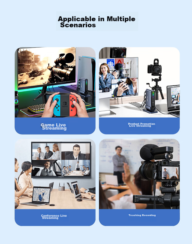 Acasis VC-018Max - Вертикальная HDMI карта захвата 4K 60 Гц с аудиовходом, алюминиевый сплав, RGB подсветка, USB Type-C