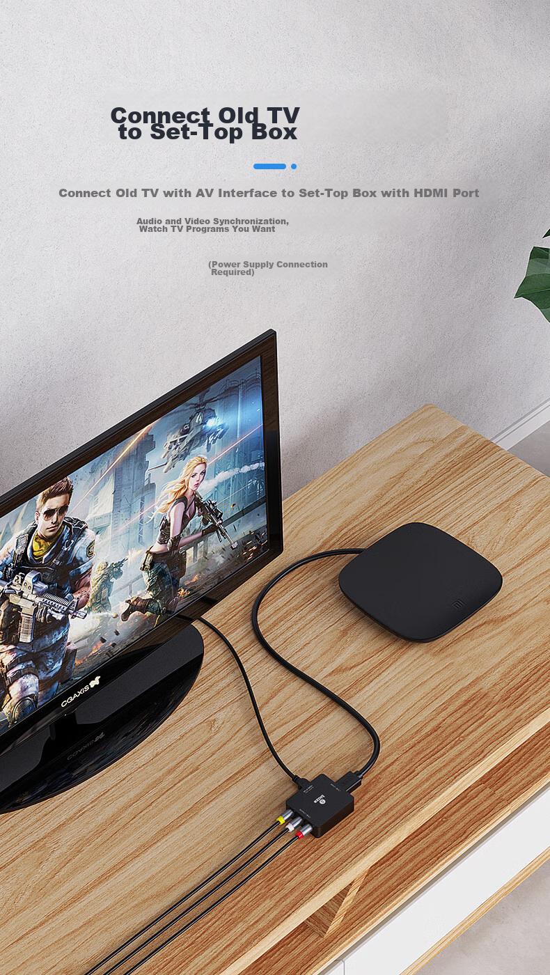 Конвертер BIAZE HDMI в AV (3RCA) с USB-питанием, для подключения ноутбуков, ТВ-приставок к телевизору, 1.8 м