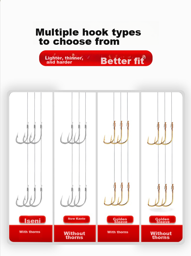 Готовый монтаж Дяоюйван с двумя крючками, анти-запутывающий, Исени, золотой рукав, карась, размер 1#, леска 1.2#