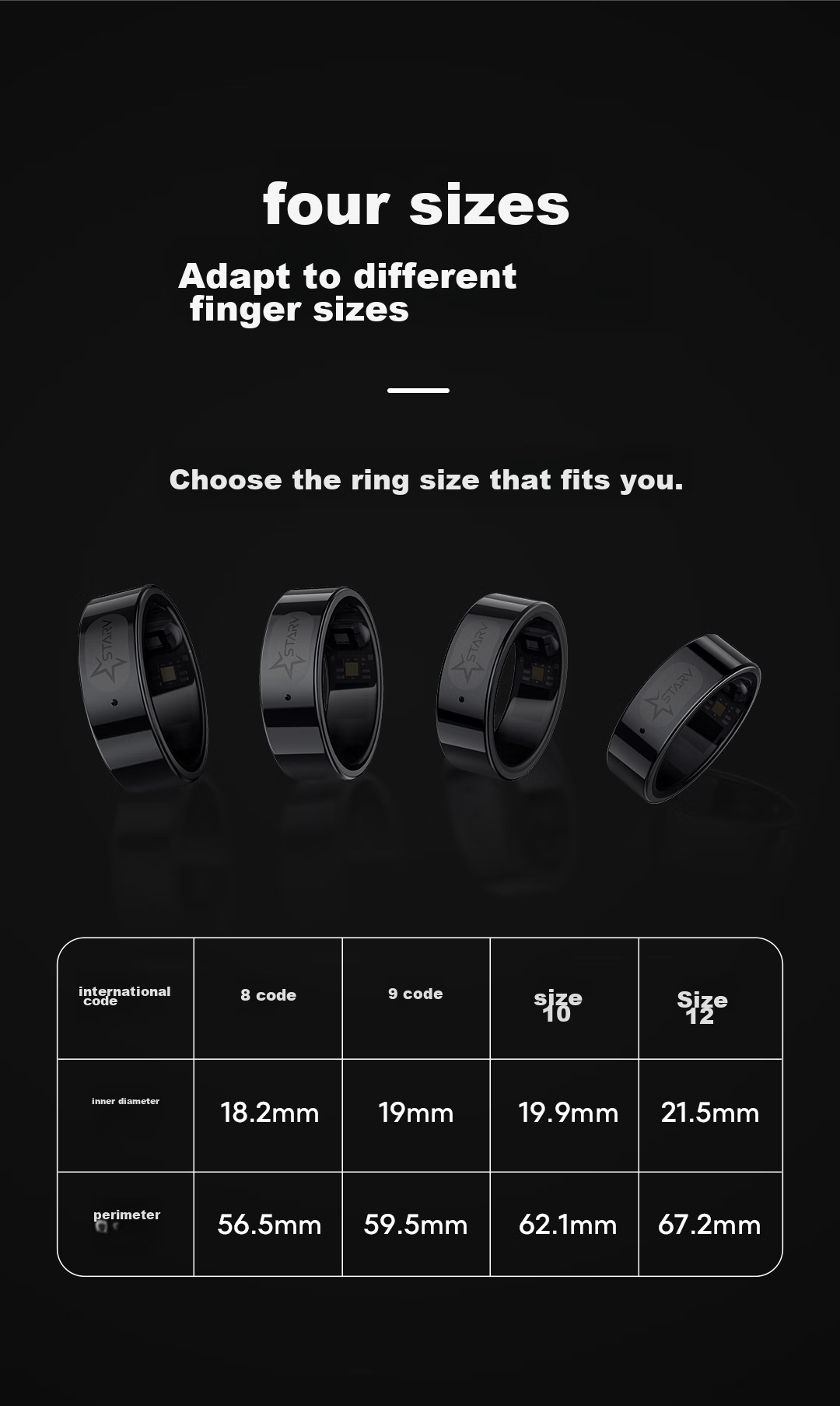 Умное кольцо MEIZU StarV Ring2, мониторинг здоровья, длительная работа от батареи, размер 10, для мужчин и женщин, совместимо с Apple и Huawei