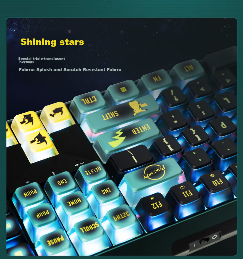 CHERRY MX3.0S Wireless Mechanical Keyboard Pikachu Co-Branded Edition, 108-клавишная игровая клавиатура, Bluetooth, трехрежимная беспроводная офисная клавиатура