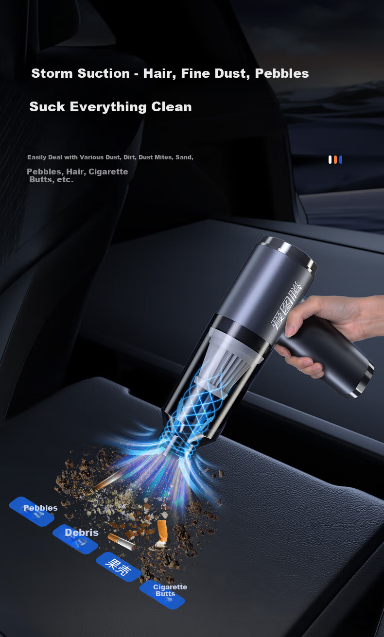 Автомобильный пылесос Aituteng M8Pro Kit, мощный, беспроводной, портативный, для дома и автомобиля, 120 Вт, 20000 Па, 0.19 л, 40-49 мин
