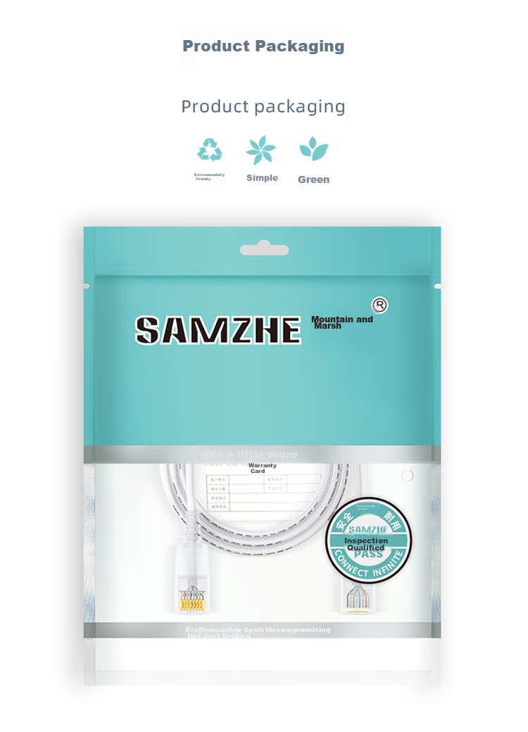 Сетевой кабель SAMZHE CAT6A Slim, чистая медь, 10 Gigabit, 1 метр, белый