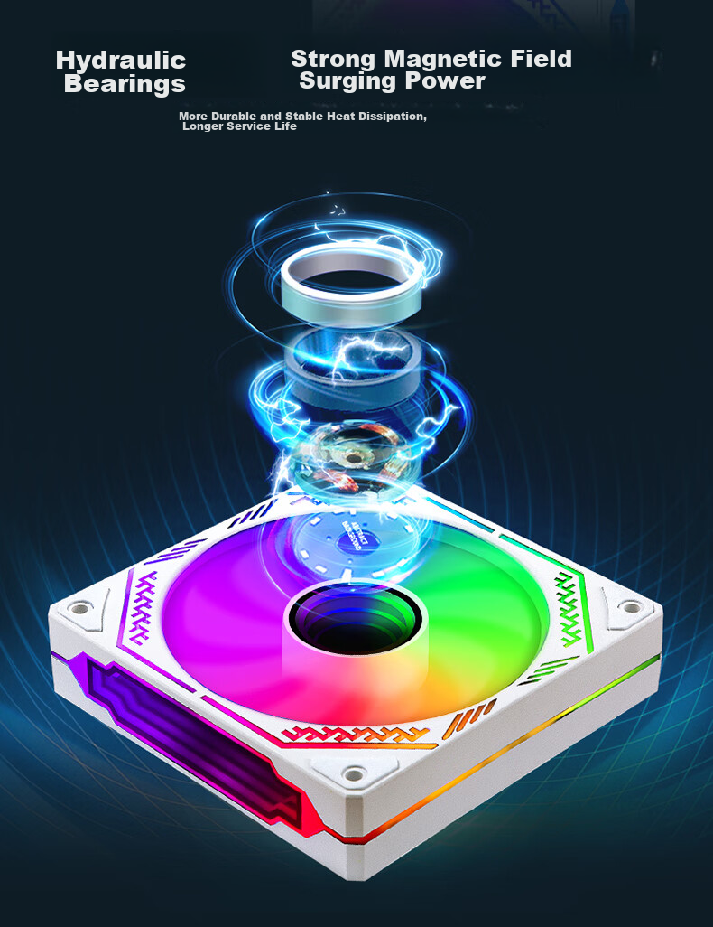 Компьютерный вентилятор BUBLUS Phantom Mirror White Anti-Leaf, 12 см, ARGB RGB, ШИМ-управление скоростью, синхронизация подсветки