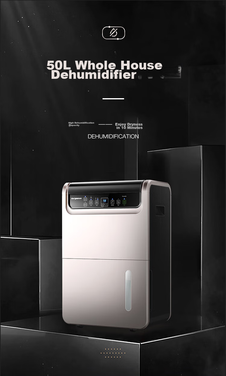 Осушитель воздуха Eurgeen OJ-550EP, 50 л/день, 70-120 м², насосная дренажная система, очистка воздуха, с таймером, белый