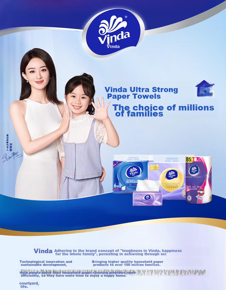 Туалетная бумага Vinda, 4 слоя, 180 г/рулон, 10 рулонов, дизайн "Национальный тренд", большая упаковка, 6901236382882