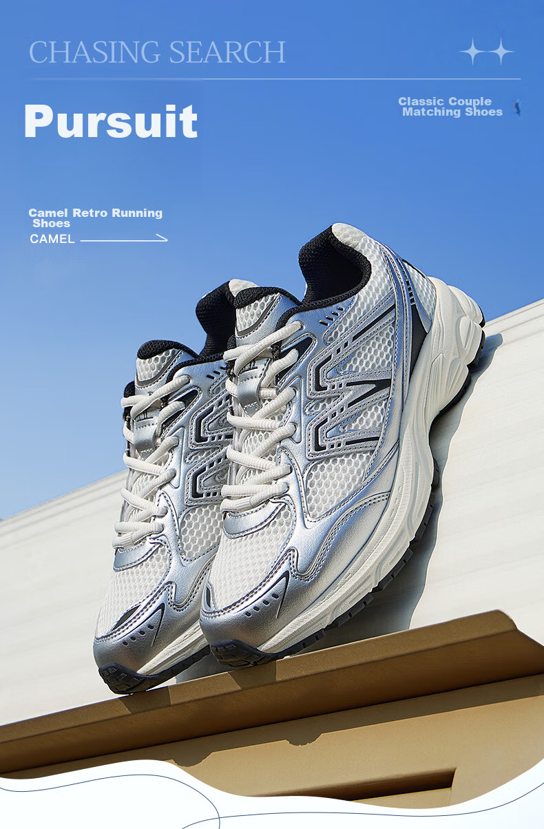 Кроссовки мужские CAMEL Retro Jogging, низкие, на толстой подошве, повседневные, K14B09L7051, серый, размер 44
