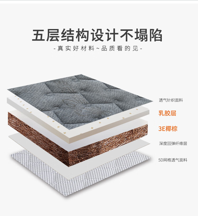 Матрас Dohia Home Textile, кокосовый латексный, для кровати 1.5 х 2 м, серый, 200*150 см