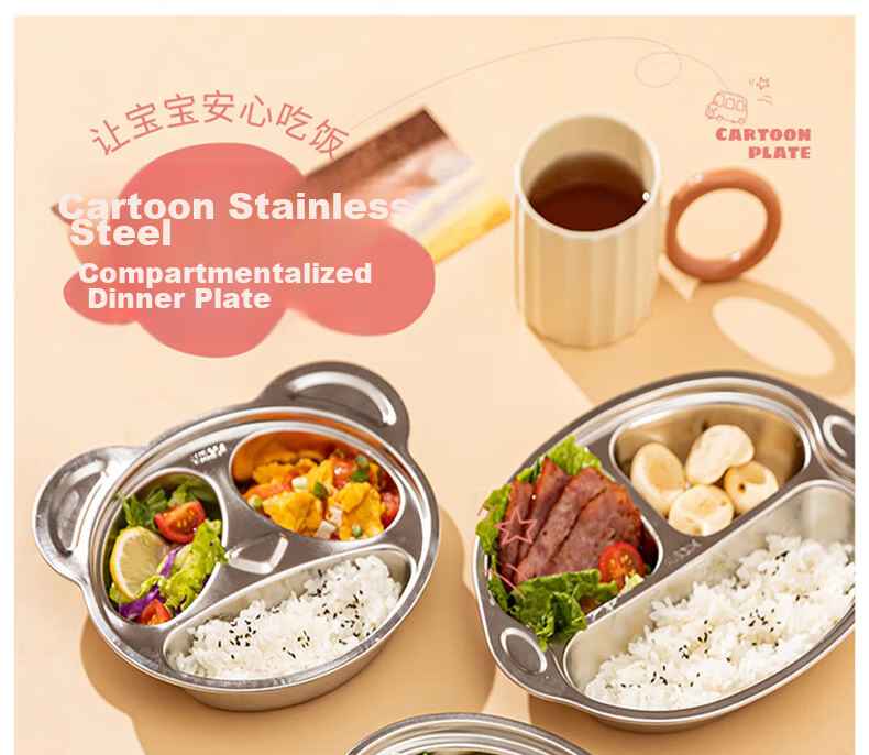 Детская тарелка COOKSS из нержавеющей стали, 304, с разделителями, для кормления младенцев