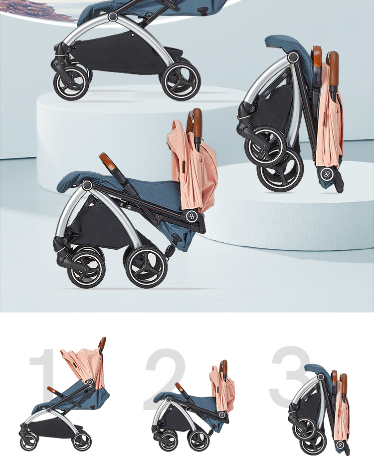 gb好孩子 婴儿车推车可坐可躺 宝宝遛娃 避震轻便 折叠推车 雾霾蓝 D850-B-T103BG