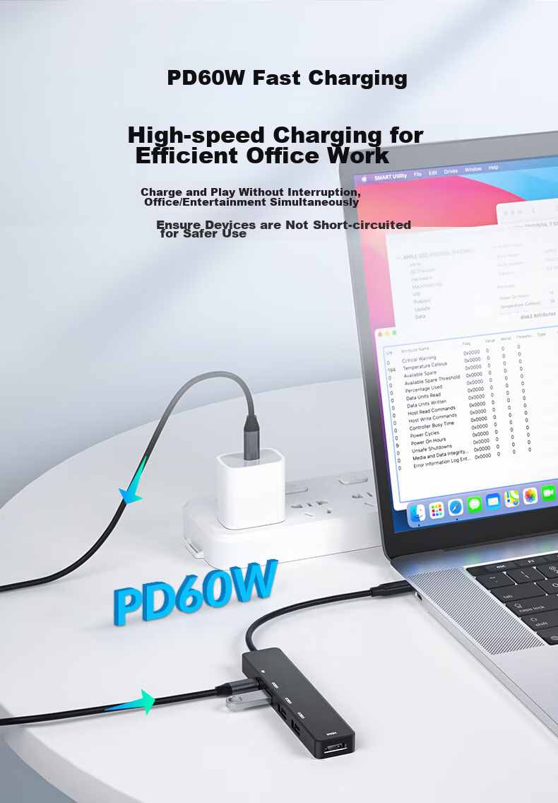 USB-C хаб Acasis с USB 3.0, HDMI-адаптер 4K, быстрая зарядка PD, конвертер для Huawei, Apple