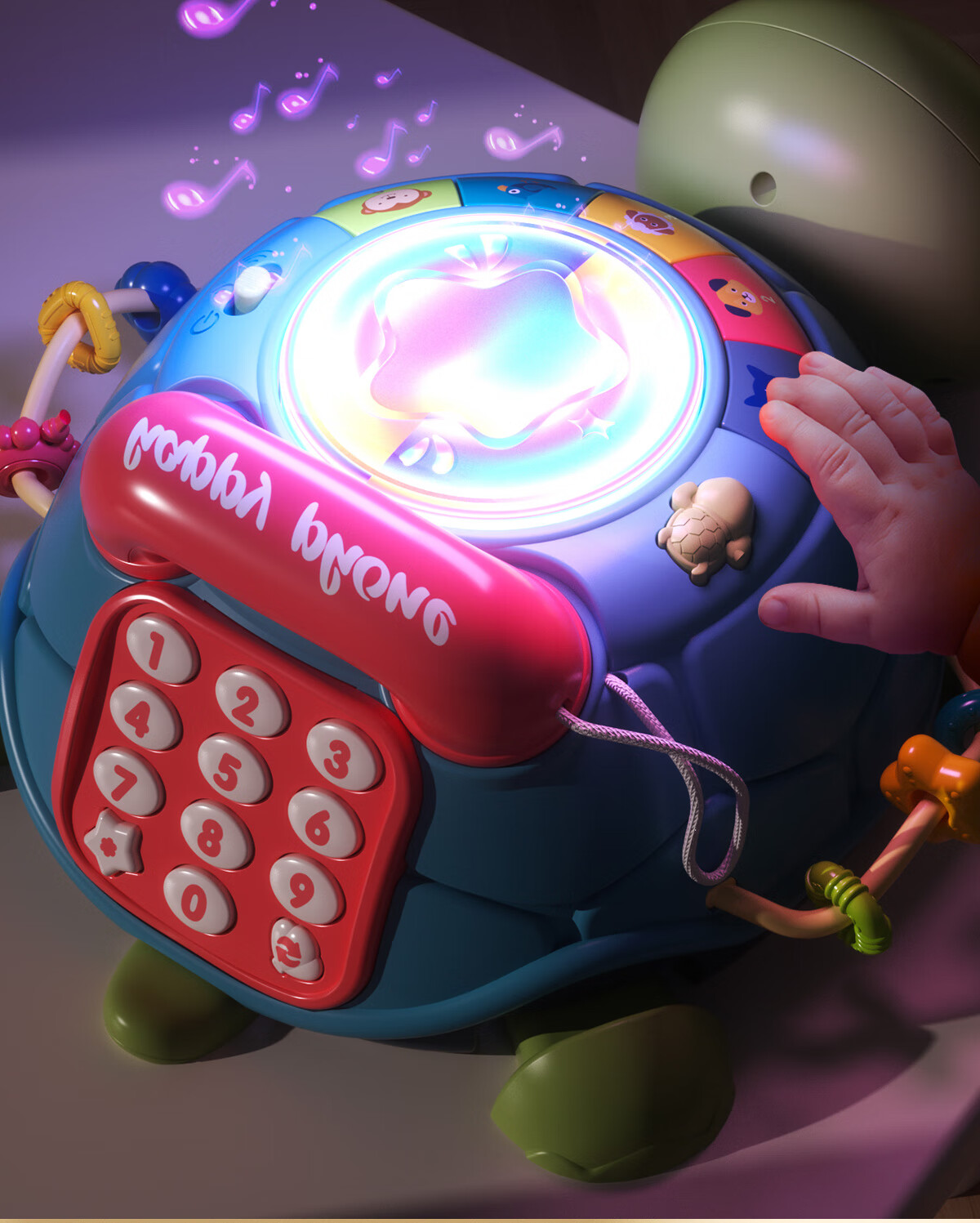 Развивающая игрушка Dimoarch "Умная черепашка" для малышей от 0 до 1 года, музыкальная, с подсветкой, обучающая, ручная барабанная установка, телефон