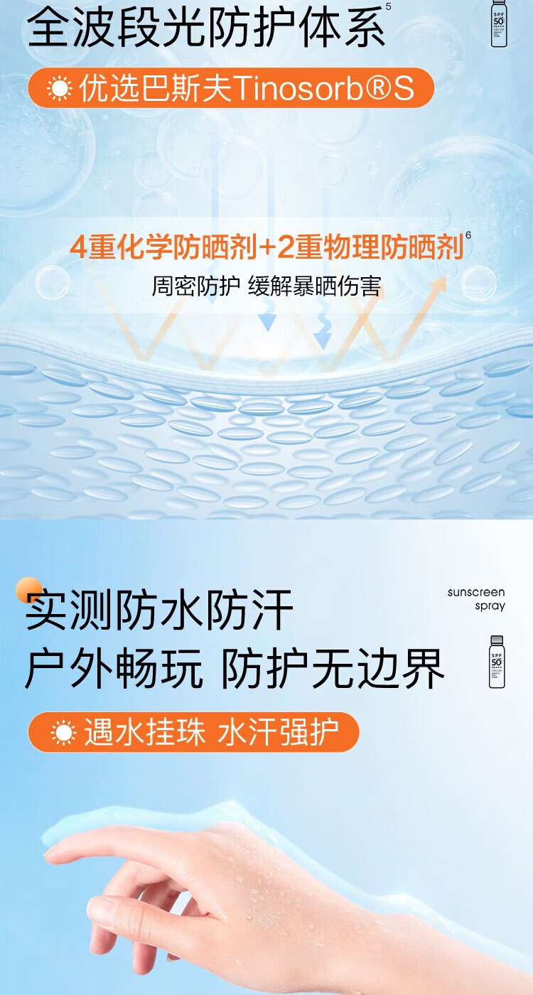 高姿（COGI）多效倍护美白防晒喷雾 SPF50+PA+++ 120ml美白学生军训户外精华